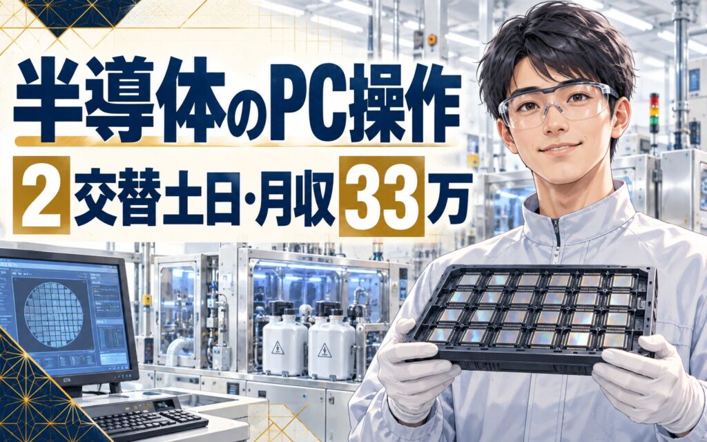 半導体PC操作/薬品作業(1F)×大手電機！設備オペレーター/拭き取り／2交替土日・月収33万・伊丹