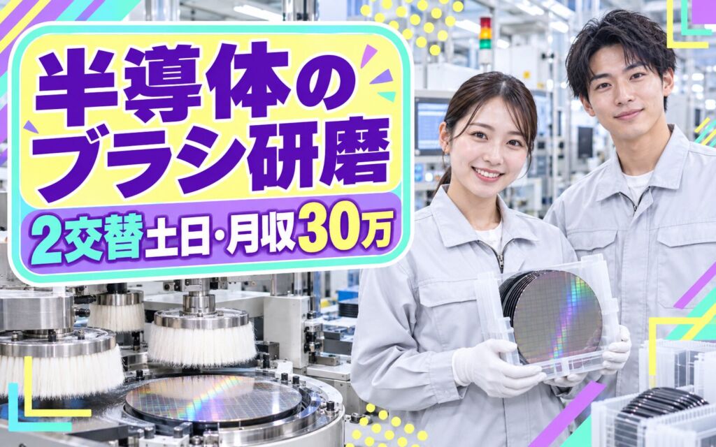 半導体ブラシ研磨(薬剤つや出し)×大手電機！繰り返し作業／2交替土日・月収30万・伊丹