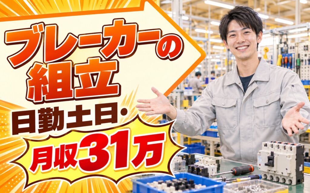 電気ブレーカー/開閉機器組立(玉掛/クレーン資格取得)×大手電機！日勤土日・月収31万・尼崎