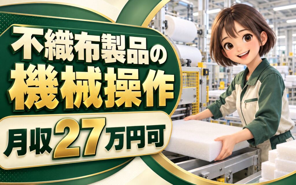製造社員×賞与年2回×大手機械！不織布製品（スポンジ、車の内装天井など）の機械操作・投入／月収27万円可・宝塚市