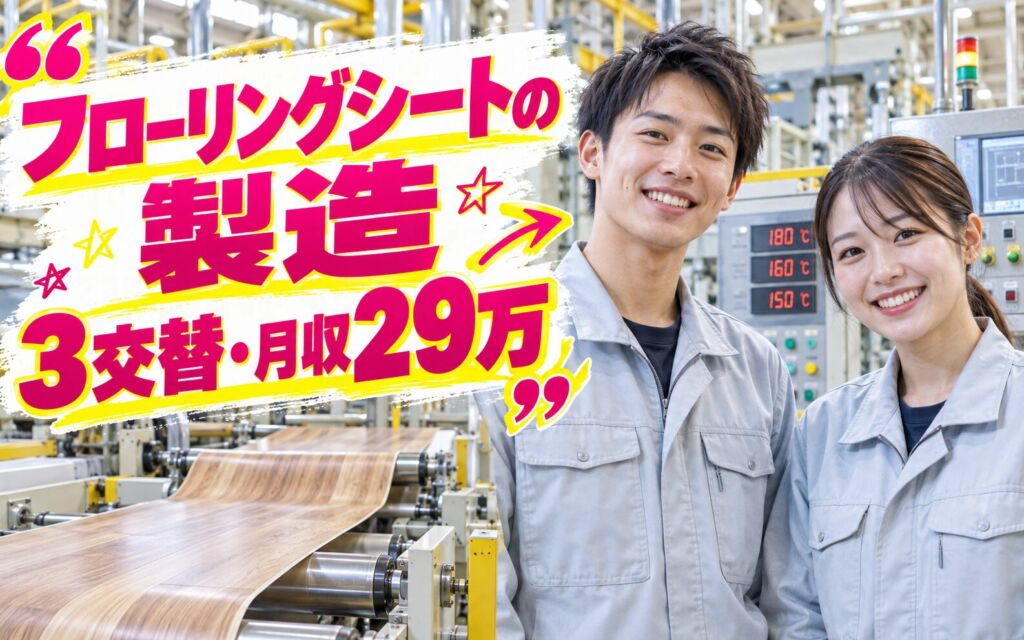 JR猪名寺駅徒歩5分×フローリングシート機械オペレーター/温度管理×大手建材！3交替・月収29万・伊丹