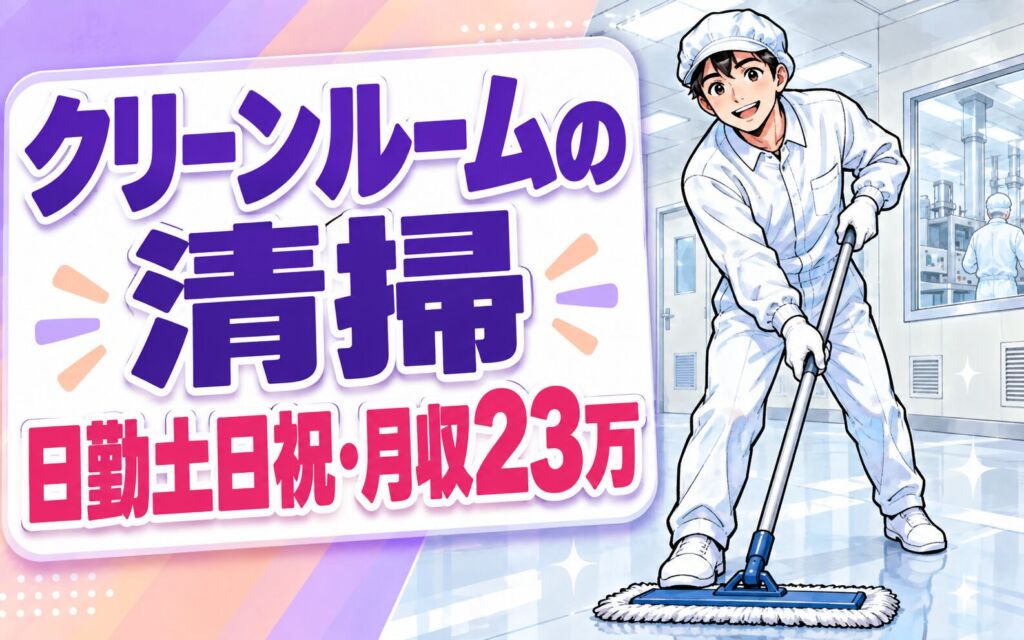 JR新三田駅徒歩10分×クリーンルーム清掃(手順書あり)×大手電子部品！日勤土日祝・月収23万・三田