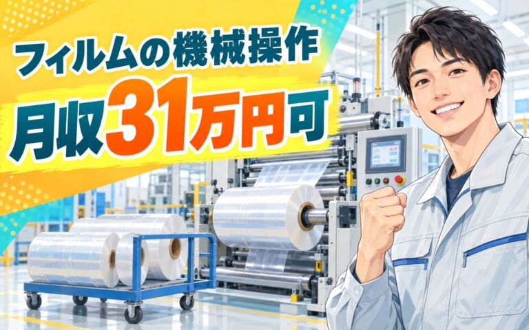 4勤2休×製造社員×賞与年2回×大手自動車！フィルムの機械操作・運搬／月収31万円可・姫路市