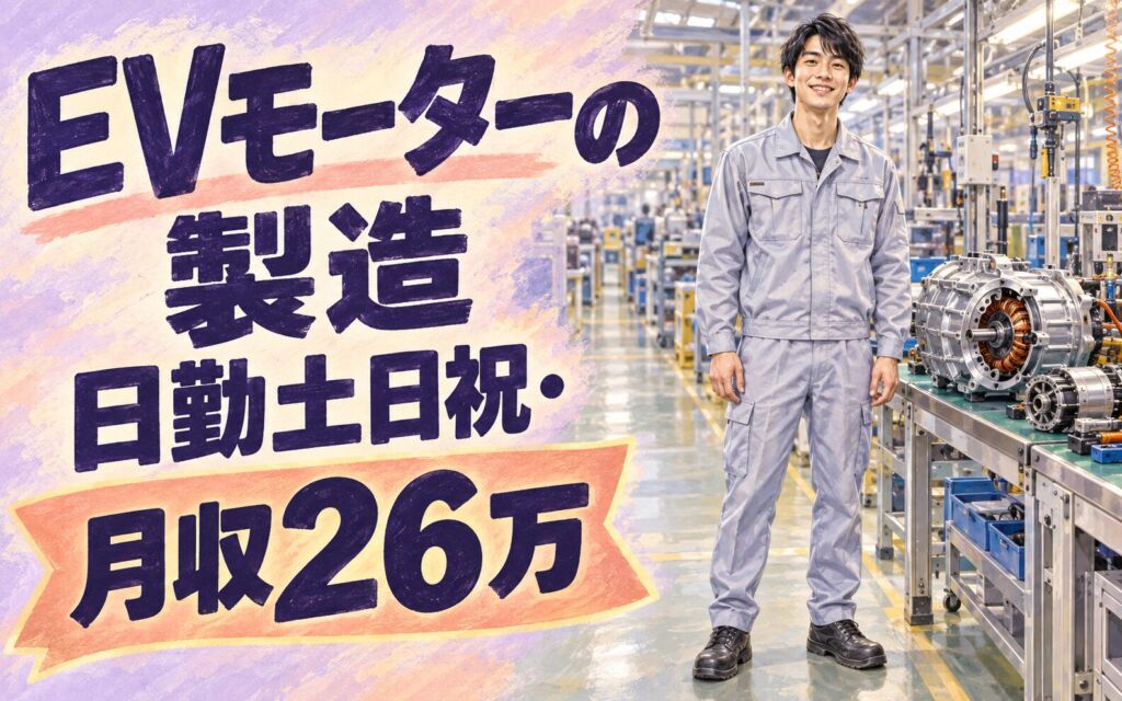 寮費補助4万+赴任パック×EV用モーター/スターター製造機械オペレーター×大手電機！日勤土日祝・月収26万・姫路