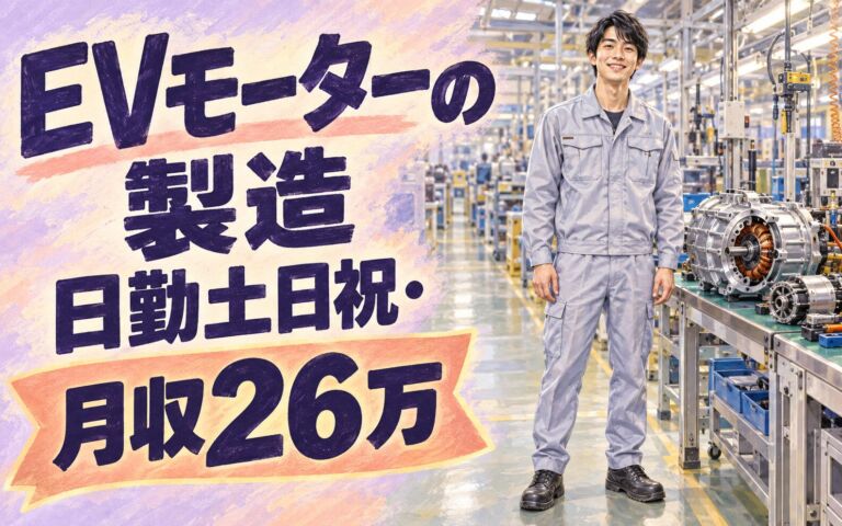 寮費補助4万+赴任パック×EV用モーター/スターター製造機械オペレーター×大手電機！日勤土日祝・月収26万・姫路