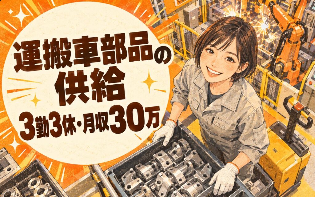 寮費無料×電動運搬車部品供給/ロボット溶接補助！3勤3休／2交替・月収30万・豊前