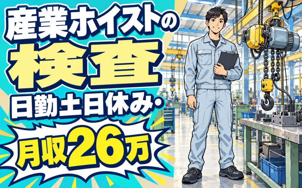 直接雇用注力×産業ホイストライン品証検査(目視)×大手電機！日勤土日休み・月収26万・福岡西区