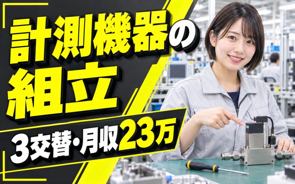 マスフローコントローラー組立/調整/検査/梱包×大手計測機器！3交替・月収23万・阿蘇
