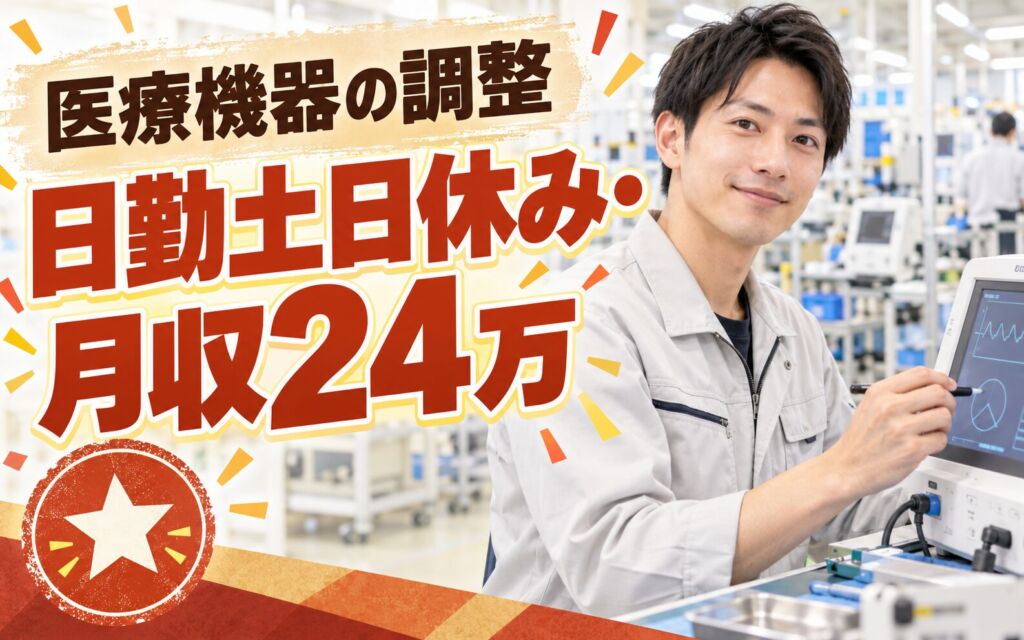医用機器調整/検査(タッチペン操作)×大手医療機器！日勤土日休み・月収24万・阿蘇