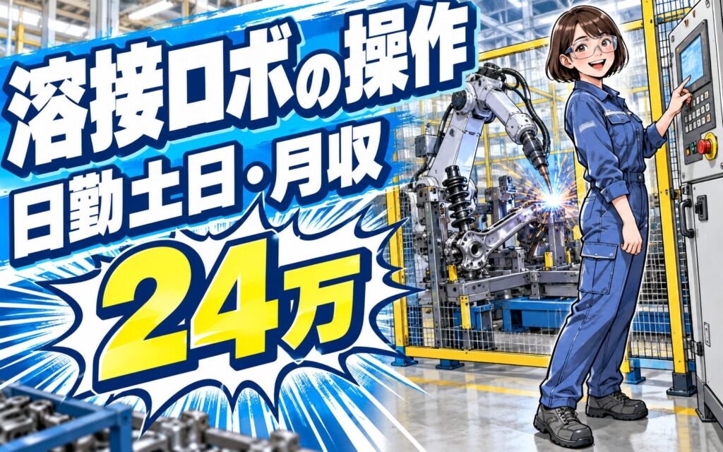 ペダル/サスペンション自動溶接ロボオペレーター×大手自動車！年間休日119日／日勤土日・月収24万・山鹿
