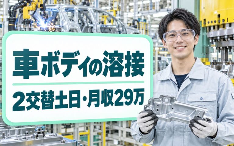 車ボディ製造溶接/プレス機械オペレーター(ボタン操作)×大手自動車！2交替土日・月収29万・伊万里