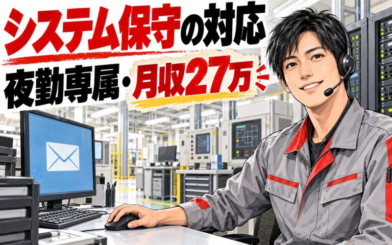 超高時給1500円×システム保守電話/メール対応×大手電機！3勤3休／夜勤専属・月収27万・菊陽