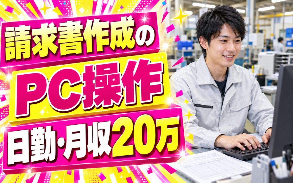 印刷×請求書用紙作成PC操作(クリックと数字入力)！日勤・月収20万・大津