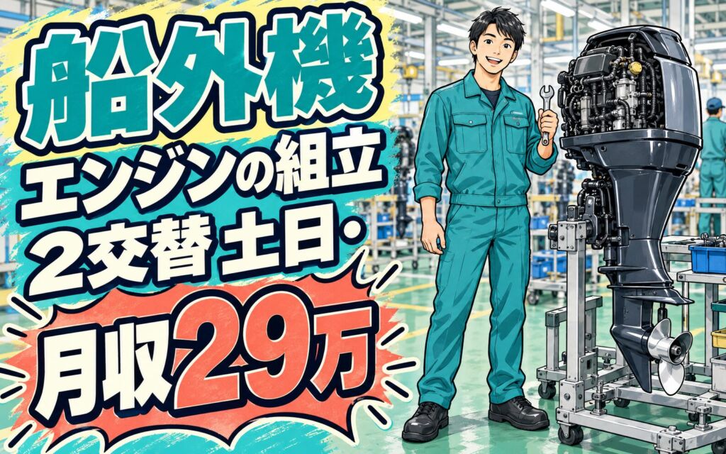 船外機エンジン組立(エアードライバー)×大手マリン！1週交替／2交替土日・月収29万・八代