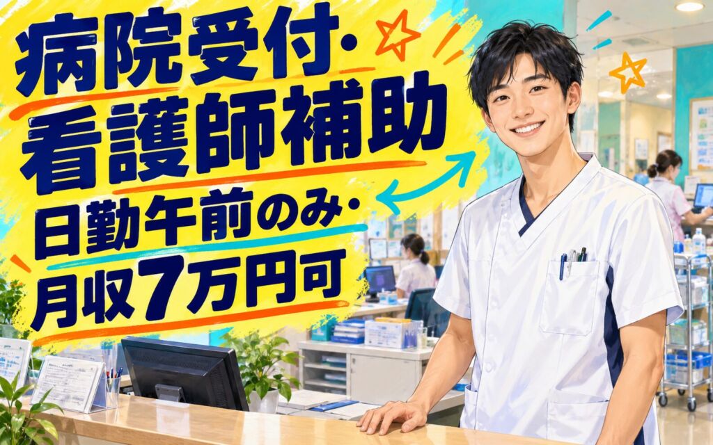 扶養内×週3-4日×日勤午前のみ！病院での看護師補助・受付／月収7万円可・大阪河内長野市