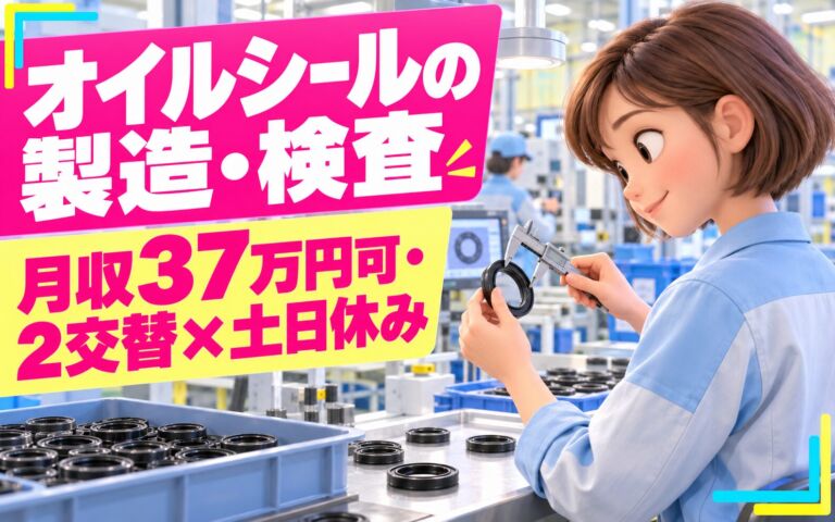 時給1500円×充実研修！オイルシールの製造・検査スタッフ／月収37万円可・2交替×土日休み