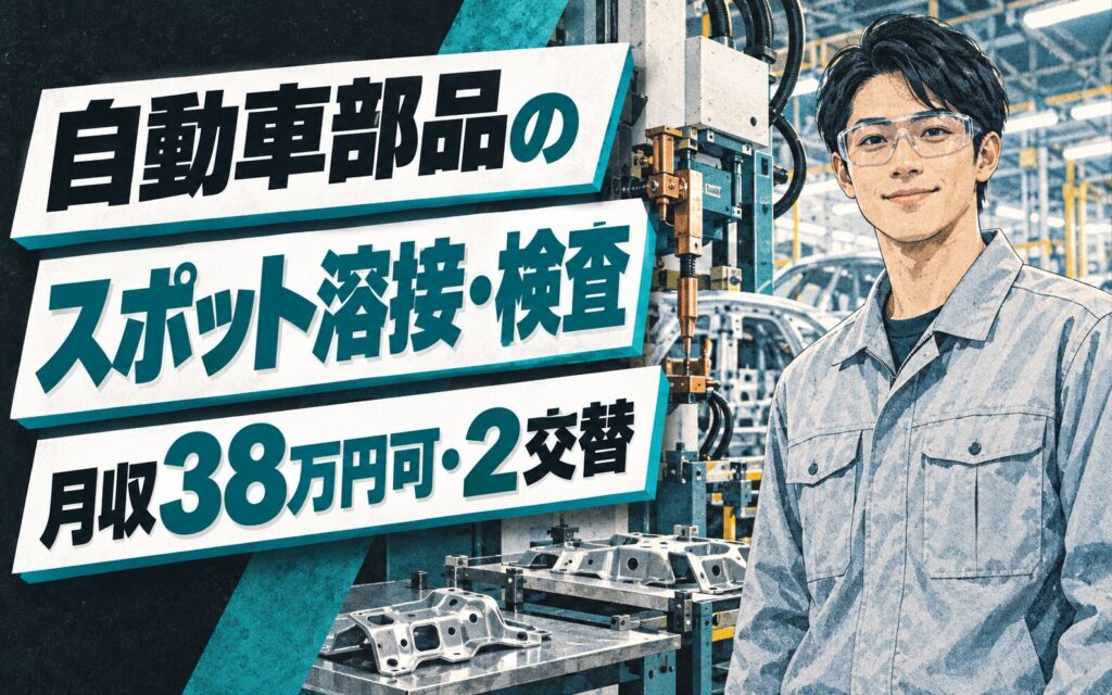 時給1550円×マンツーマン指導！自動車部品のスポット溶接・検査スタッフ／月収38万円可・2交替