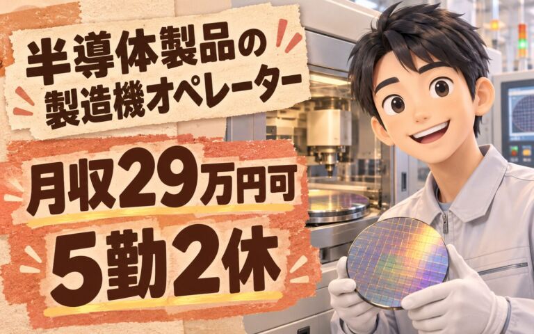 きれいな環境×2交替！半導体製品の製造機オペレーター・検査スタッフ／月収29万円可・5勤2休×土日休み