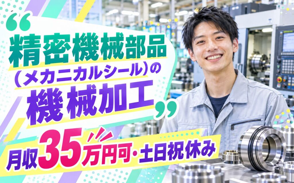時給1850円×経験者歓迎！精密機械部品（メカニカルシール）の機械加工スタッフ／月収35万円可・土日祝休み