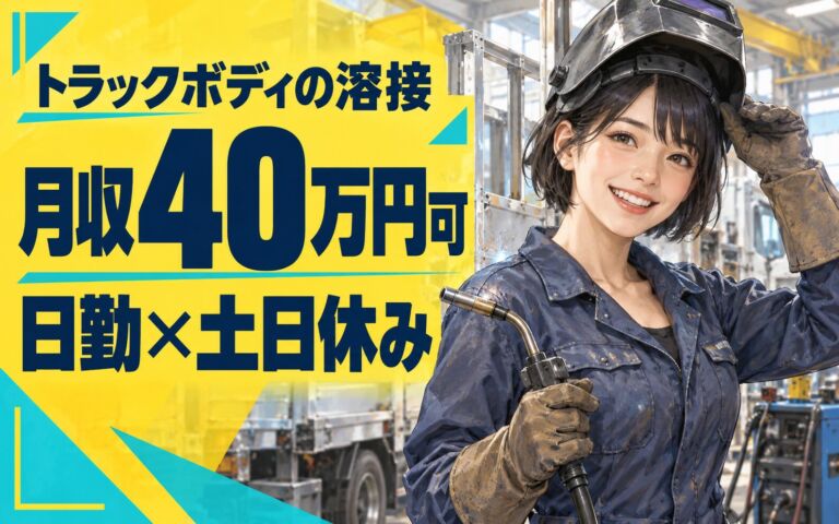 時給1650円×残業しっかり！トラックボディの溶接スタッフ／月収40万円可・日勤×土日休み