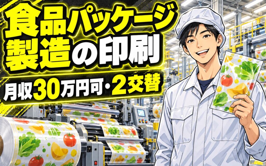 時給1330円×社員登用実績！食品パッケージ製造の印刷オペレーター／月収30万円可・2交替
