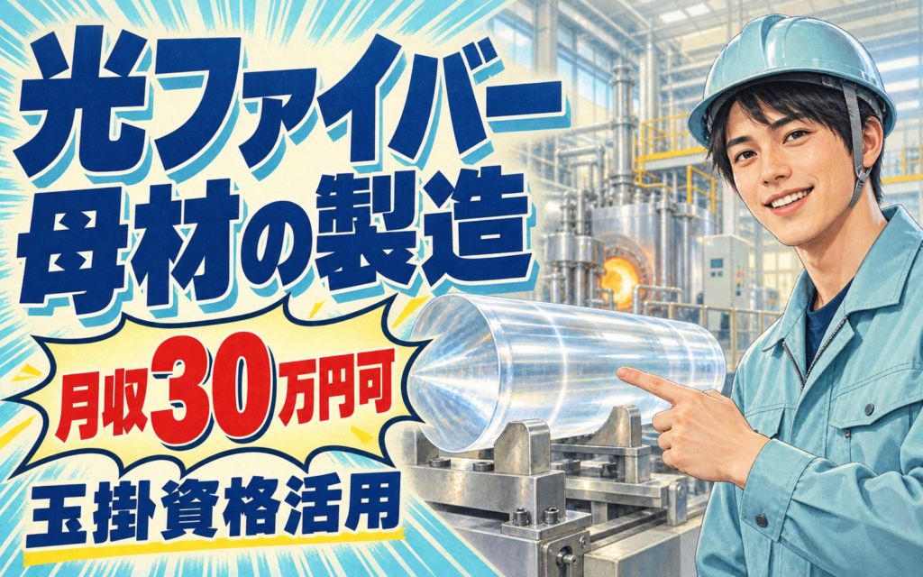 時給1400円×資格取得可能！光ファイバー母材の製造オペレーター／月収30万円可・玉掛・クレーン活用