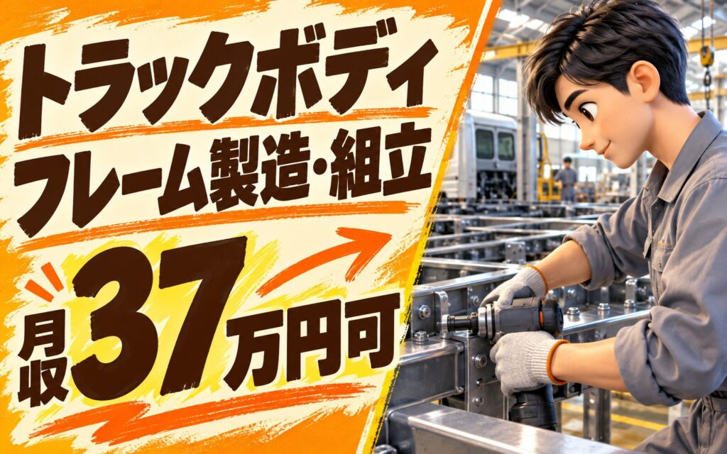 時給1600円×長期勤務歓迎！トラックボディフレーム製造・組立スタッフ／月収37万円可