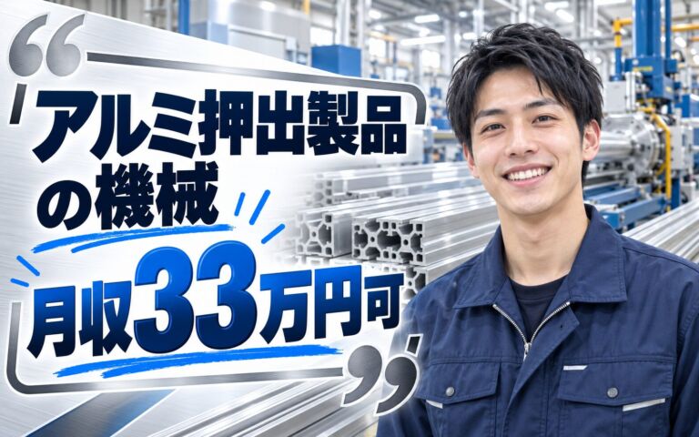 時給1400円×2交替×土日休み！アルミ押出製品の機械オペレーター／月収33万円可・近江八幡駅自転車15分